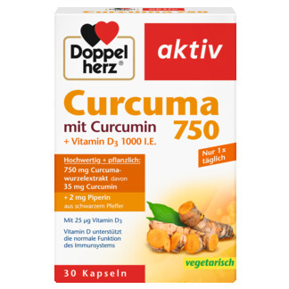 Illustration of the product packaging Doppelherz aktiv Куркума 750 front view