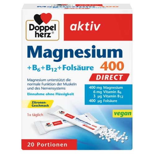 Doppelherz aktiv Magnesium 400 DIRECT Преден поглед