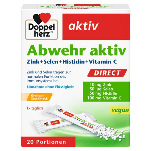 Illustration of the product packaging Doppelherz aktiv Abwehr aktiv DIRECT front view