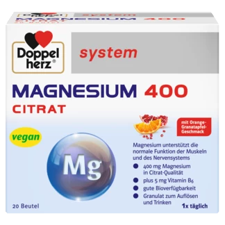 Doppelherz system МАГНЕЗИУМ ЦИТРАТ 400 Преден поглед