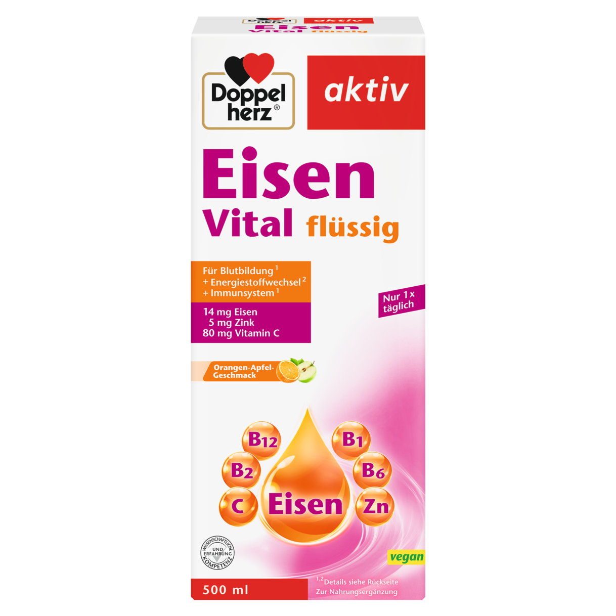 Illustration of the product packaging Doppelherz aktiv Eisen Vital front view