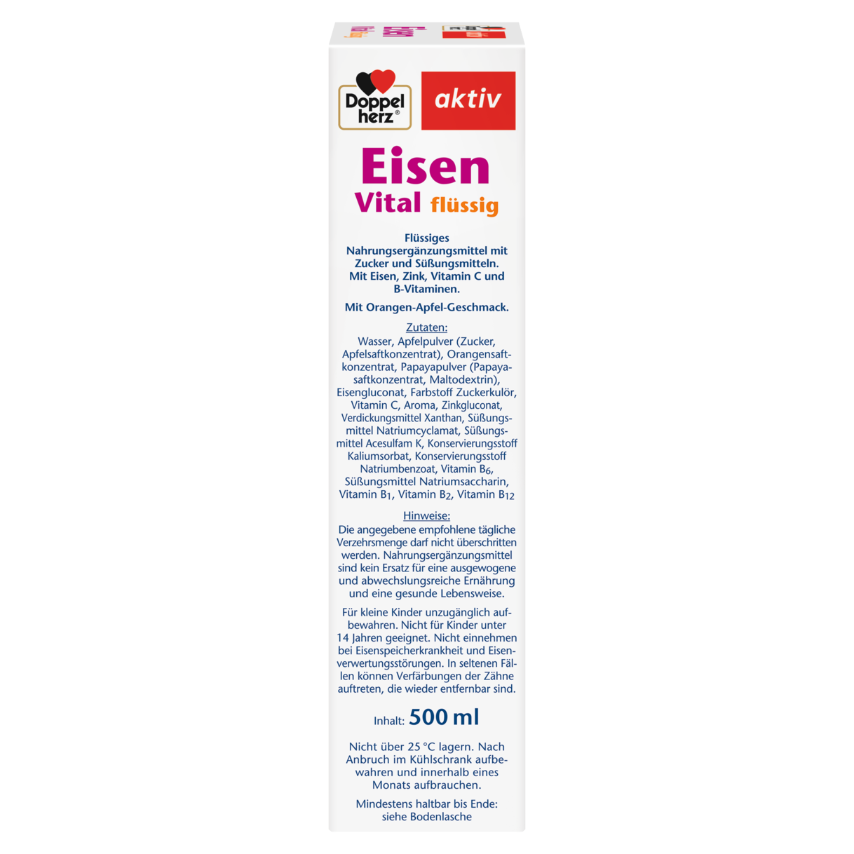 Illustration of the product packaging Doppelherz aktiv Eisen Vital side view right