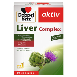 Illustration of the product packaging Doppelherz aktiv Liver Complex front view